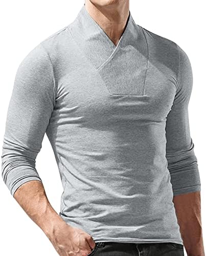 סוודר צוואר מדומה XXBR לגברים, 2022 כותנה אלסטית כותנה דקה בצבע אחיד V דחיסת צוואר צוואר צוואר בסיס חם תחתון חם
