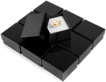 יוקרה & מגבר; קופסא מתנת טבעת תכשיטים שחורה מפוארת 100 חתיכות, קופסות מתנת קרטון תכשיטים קטנות עם חריץ טבעת קצף נהרו, קופסות מתנות, ועגילים,