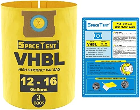 חלל 3 חבילות VHBL יעילות גבוהה החלפת שקיות מסנן עבור Vacmaster 12 עד 16 גלון רטוב/יבש VACS - חלק VHBL, Vacmaster VBV1210 שקית