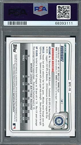 ג'וליו רודריגז 2020 באומן מהדורה ראשונה כרטיס טירון בייסבול BFE19 PSA מדורג 9