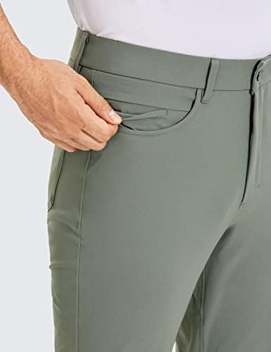 מכנסי גולף של Crz Yoga גברים מכנסי גולף - 33 /35 '' מכנסי עבודה רזים מתאימים למותח מכנסי נסיעה עבים עם 5 כיס מים