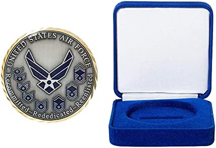 שבועה של חיל האוויר של ארצות הברית של מטבע אתגר גיוס ותיבת תצוגה קטיפה כחולה
