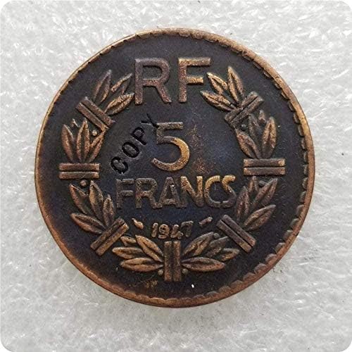 1947 צרפת 5 פרנק מטבע נחושת מטבע מטבעות זיכרון העתקת מטבע מטבע מטבע מזכרת מטבע מזכרת