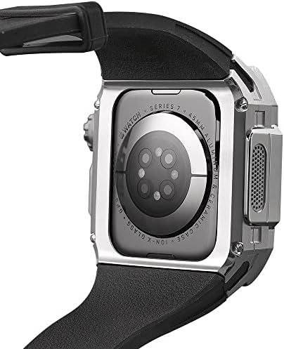 להקת סיליקון של Houcy עבור צמיד Apple Watch 45 ממ ， מארז מגן מחוספס עם שריטות ， עבור IWatch Ultra 8 7 סדרה ספורט להקה צבאית