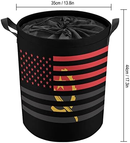אנגולה אמריקאי דגל כביסה סל עגול מתקפל סל כביסה דלי אחסון תיבת אחסון עם חבל ידית