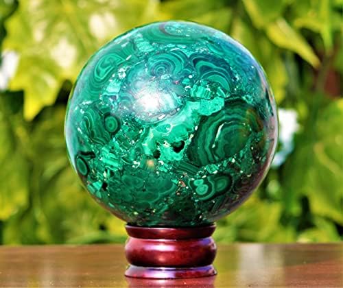 טבע טבעי מלוטש קונגו ירוק מלאכיט צ'אקרות קריסטל ריפוי אבן מטאפיזית כדור אבן מדיטציה פנג שואי אורה כדור מקורה