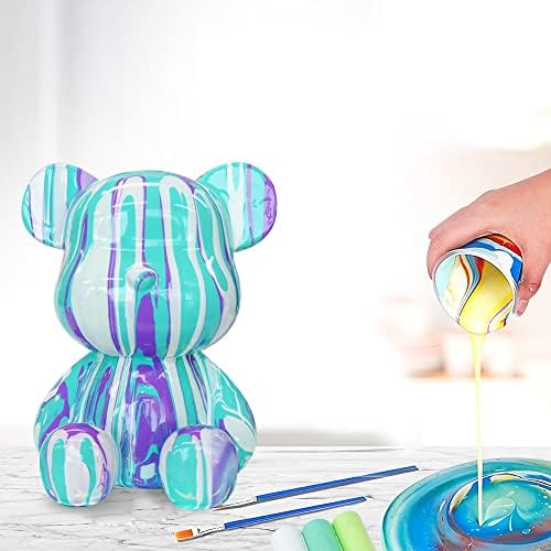קומון DIY ציור נוזל דוב פיגגי כסף בנק בעבודת יד דוב אלים ערכת ציור לילדים סט קישוטים יצירתיים קישוטי צעצועים מתנה