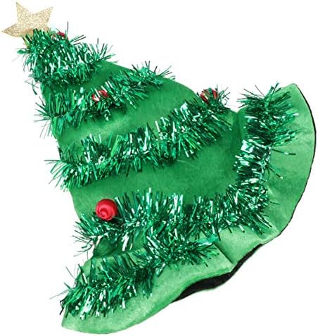 כובע עץ חג המולד חג המולד ירוק עץ טינסל כובע דקורטיבי פסטיבל זוהר כובע בארה ' ב מסיבת אור עד כיסוי ראש 42 * 32 סמ