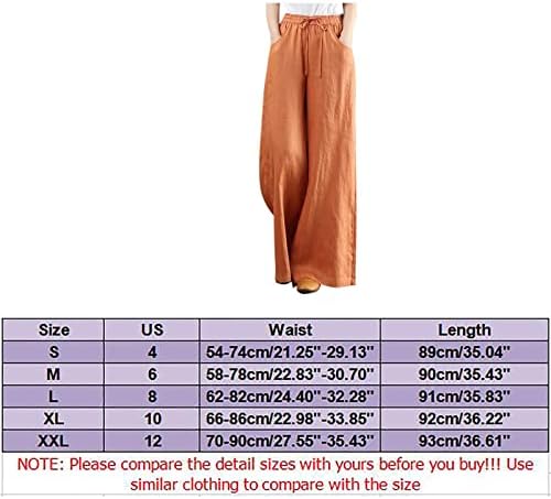2023 מכנסי פשתן חדשים לנשים, חוף קל משקל רחב רגל ארוכה יוגה פאלאצו מכנסי טרקלין באורך מלא לנשים