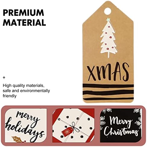 Nuobesty חג המולד קראפט נייר תגיות מתנה עם חוט חוט כרטיסי מתנה חגיגיים חג המולד עץ עץ דקור 10 עיצובים לחג המולד נופש עטוף DIY Arts ומלאכה