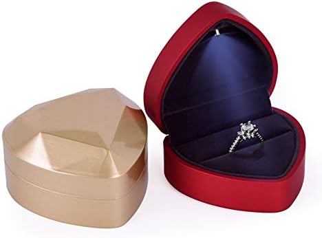 לין טבעת תיבת עם הוביל תכשיטי תיבת תצוגת אחסון תכשיטי מקרה קטיפה רירית קופסות מתנה