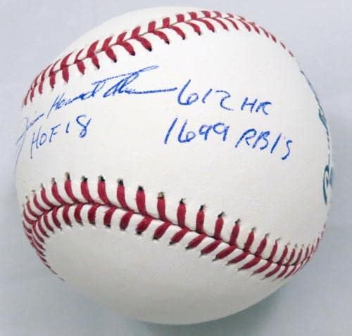 ג'ים האוורד תום חתימה על קליבלנד אינדיאנים ווייט סוקס תאומים פיליז שם מלא MLB בייסבול עם סטטיסטיקות קריירה בקט עדים - כדורי חתימה