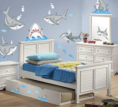 כרישי פיש'ן מדבקות מדבקות קיר לילדים תפאורה לחדר שינה הכרישים