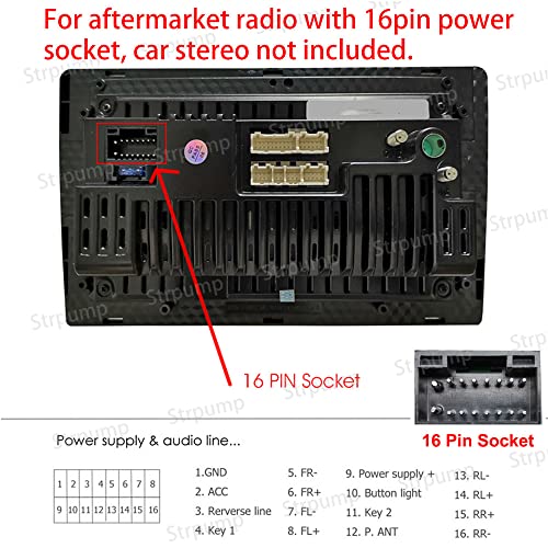 Strpump 16pin רדיו רדיו סטריאו סטריאו כוח על כבל רתמה חוט תיל כבל 600 ממ אורך ליחידת ראש gps לאחר השוק של השוק