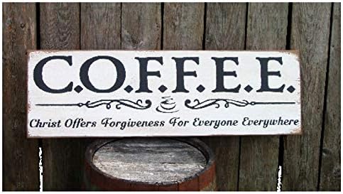 קפה המשיח מציע סליחה לכולם בכל מקום מודרני של שלט עץ חווה מודרני