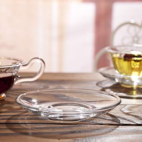 Sizikato 6 יח 'צלחת חטיף זכוכית צלולה, צלחת קינוח מסעדה, מחזיק תיק תה שולחן תה. 4 אינץ