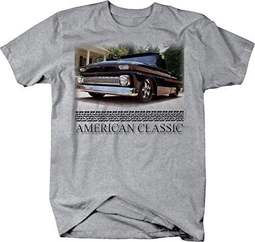מכונית שרירים קלאסית אמריקאית C10 משאית שחור וכרום 1960-66 חולצת טריקו לגברים