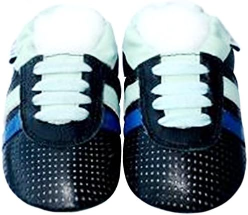 עור נעליים סוליות רכות עור ילדה תינוקת תינוקות ילדים ילדים פעוט עריסה ראשונה הליכה ספורט מתנה שחור שחור כחול