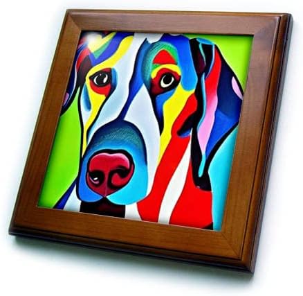 3 ורוד מגניב מצחיק חמוד אמנותי צבעוני דני ענק גור כלב פיקאסו. - אריחים ממוסגרים