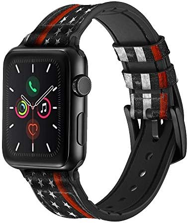 CA0767 כבאי דגל דגל אדום דגל אדום עור ורצועת רצועת שעונים חכמה של סיליקון עבור Apple Watch Iwatch Size 38 ממ/40 ממ/41 ממ