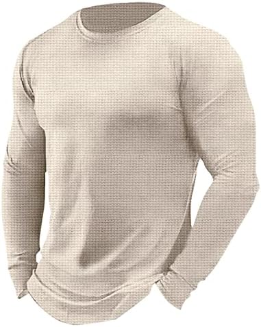 חולצות סרוג וופל של גברים שרוול ארוך שרוול ארוך סוודר צמרות צמרות קז'ון רזה מתאים קלות קלה קלה סתיו סתיו חולצה בסיסית חולצה