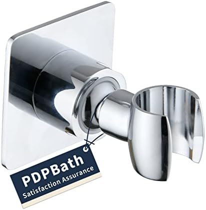 מחזיק ראש מקלחת של PDPBATH למקלחת כף יד קיר דבק מקלחת, סוגר ריסוס מתכוונן לפליז לשרביט וצינור בעבודת יד, התקנת דבק ללא תרגיל - ניקל מוברש