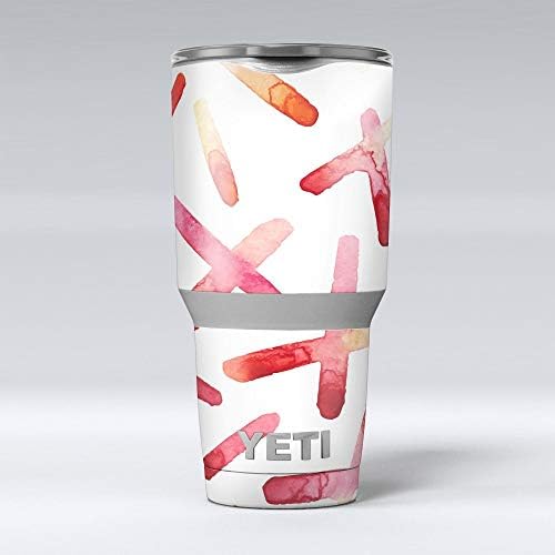 עיצוב עדשה מיקרוסקופית ורודה וכתומה של Skinz - ערכת עטיפת ויניל מדבקות עור תואמת את כוסות הכוס של Coolbler Cooler של Yeti Rambler