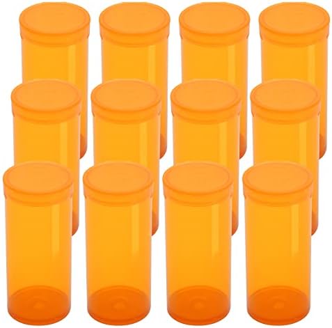12 יחידות פלסטיק ריק מרשם בקבוקון, עמיד למים אטום משותף גלולת בקבוקי עם פופ למעלה כובעי רפואה מיכל
