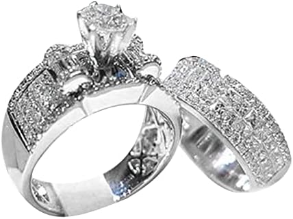 בוהו טבעות לנשים יוקרה אופנה מבריק כתר זירקון טבעת סט תכשיטי נשים חתונה אירוסין זוג התאמת טבעות