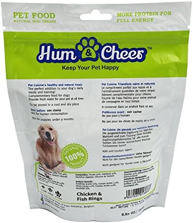 Hum & Cheer HM000075CK-250 כלב פינוקים 8.82 גרם טבעות עוף ודגים לחטיף אימונים בינוני בגורים, גודל אחד