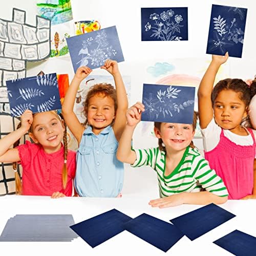 50 גיליון Sunprint KIT נייר ערכת ציאנוטיפ לבן נייר רגישות גבוהה נייר שמש נייר סולארי נייר נייר טבע נייר הדפסה לילד אומנויות למבוגרים מלאכה