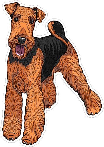 כלב Airedale Terrier 7x4.9 אינץ 'החבר הכי טוב של האדם חיה חיה אמריקה ארצות הברית מוריקה צבע מדבקה מדינת מדינת Die Cut Vinyl - עשוי ונשלח