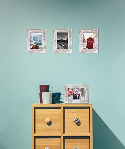 אמנות גולדן סטייט, 5x7 מסגרת תמונה - סגנון גרגר עץ כפרי - תצוגת שולחן, קולבים אחוריים לתצוגת קיר - נהדר לתמונות, מתנה, תמונות, חתונה,