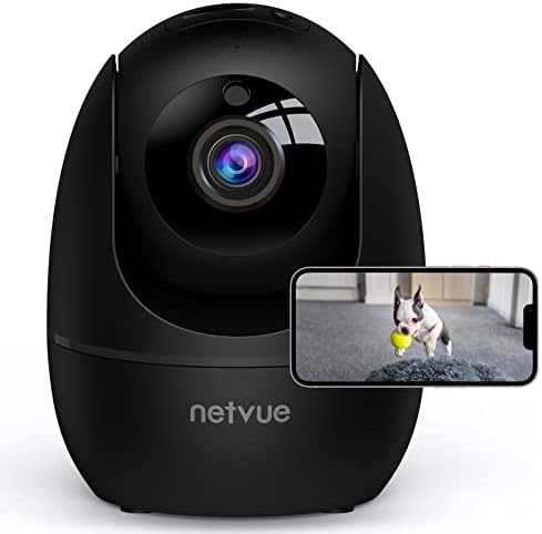מצלמה מקורה של NetVue, 1080p FHD 2.4GHz WiFi מצלמת מחמד, מצלמה ביתית לחיית מחמד/תינוק, מצלמת כלבים אודיו דו כיווני, ראיית לילה מצלמת אבטחה