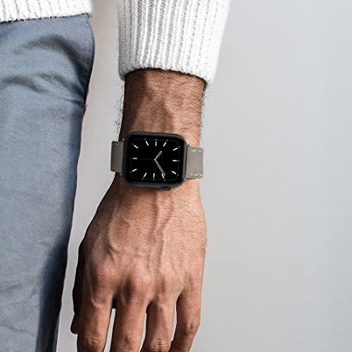 רצועות עור כפולות צדדיות תואמות להקת Apple Watch 42 ממ 44 ממ 45 ממ, רך עור רך חכם שעון חכם רצועה תואמת לגברים נשים iWatch Series7 6 5
