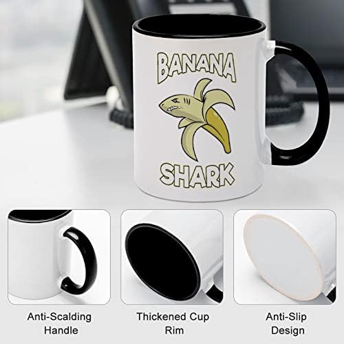 ספל קרמיקה של כריש בננה ספל קריאייטיב שחור בתוך כוס קפה קפה ספלי ידית עמידות מתנות ייחודיות