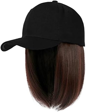 יולאי אישה מזדמנת ילדה בייסבול כובע בייסבול עם תוספות שיער ישר כובע פאה נשלף קצר מתכוונן