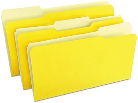 אוניברסלי 10524 קובץ תיקיות, 1/3 לחתוך אחד רובדי למעלה כרטיסייה, משפטי, צהוב / אור צהוב, 100 / תיבה
