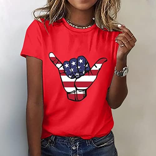 חולצות פטריוטיות לנשים ארהב דגל דגל חולצות טיול חולצות שרוול קצר שרוול קצר כוכבי כוכבי פסים נוח חולצות טי רופפות