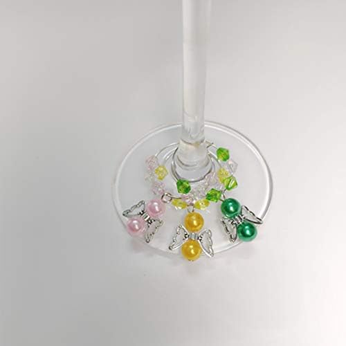 צעצוע 6 יחידות מלאך כנף צורת סגסוגת טבעות ללבוש עמיד תג טבעות יין זכוכית סמני בית קישוטים