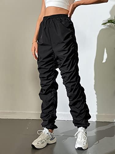 WDIRARA את המותניים הגבוהים של WDIRARA מכנסיים מכנסיים מכנסי טרניוט אימון