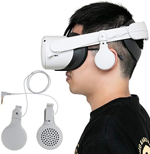אוזניות אוזניות אורזרו התואמות לרצועת עילית Quest 2, אוזניות משחק מסתובבות 360 מעלות - לבן