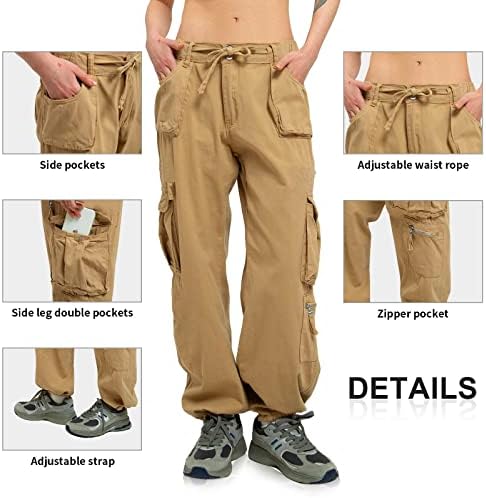 מכנסי מטען נשים טיולים רגליים כותנה קז'ואית כותנה צבאית טקטית טקטית מכנסי עבודה עם 7 כיסים