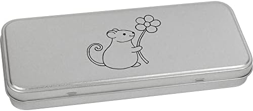 אזידה 'עכבר עם פרח' מתכת צירים מכתבים פח / תיבת אחסון