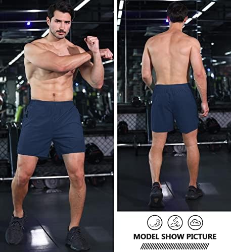 מכנסי חדר כושר לגברים של AOLESY 5 אימון יבש מהיר מפעיל מכנסיים קצרים עם כיסי רוכסן מכנסיים אתלטים ספורט קל משקל לגברים