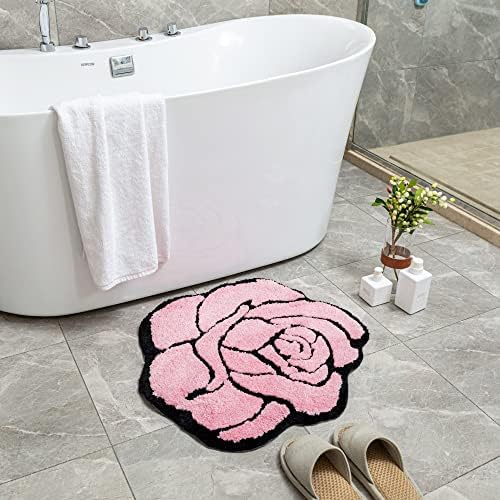 מחצלת אמבטיה ורדים חמודה לחדר אמבטיה, מחצלות אמבטיה ורודות ללא החלקה בצורת פרח בצורת אמבטיה שטיח אמבטיה שטיחי מקלחת רכים