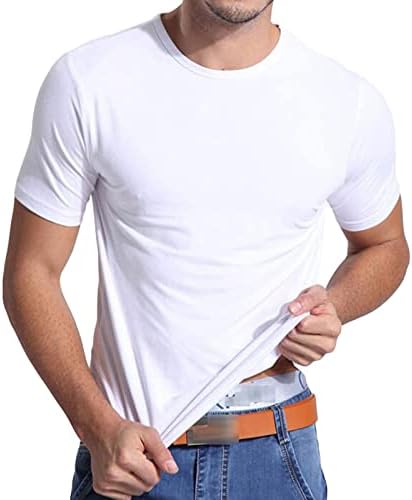 Maiyifu-GJ צבע מוצק של גברים עגול חולצה עגולה כותנה כותנה דק-כושר שרוול קצר פיתוח גוף כושר שרירים