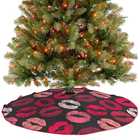 עקבות שפתיים לאופנה על חצאית עץ חג המולד שחור וינטג 'קישוטי חג המולד קישוטי חג המולד למסיבת השנה החדשה לחג