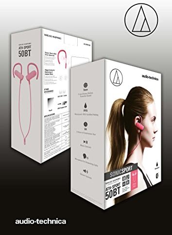 Audio-Technica Ath-Sport50BTBK Sonicsport Bluetooth אוזניות אלחוטיות, ורוד