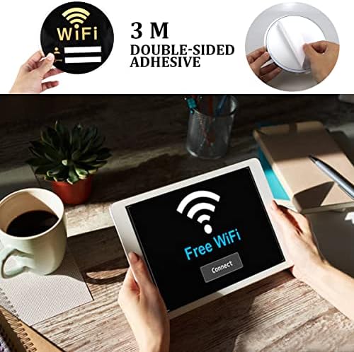 Slohjal Round Acrylic Wifi סיסמא שלט קיר מדבק עצמי לוח WiFi WiFi לוח אלחוטי שלט כיסוי לרשת לאורחים עסקיים ביתיים ציבוריים